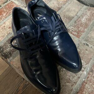 il Sander Navy Patent Leather Oxfords Women's Size: 8 | US8, IT38